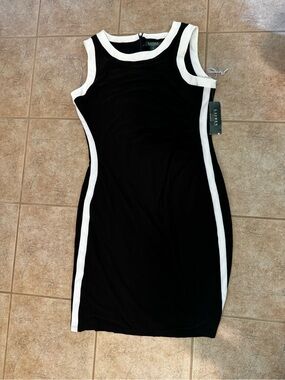 Lauren Ralph Lauren Black Mini Dress with White Piping